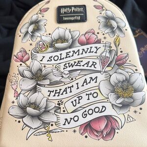 Loungefly Cream & Pink Harry Potter Floral 'I Solemnly Swear' Mini Backpack
